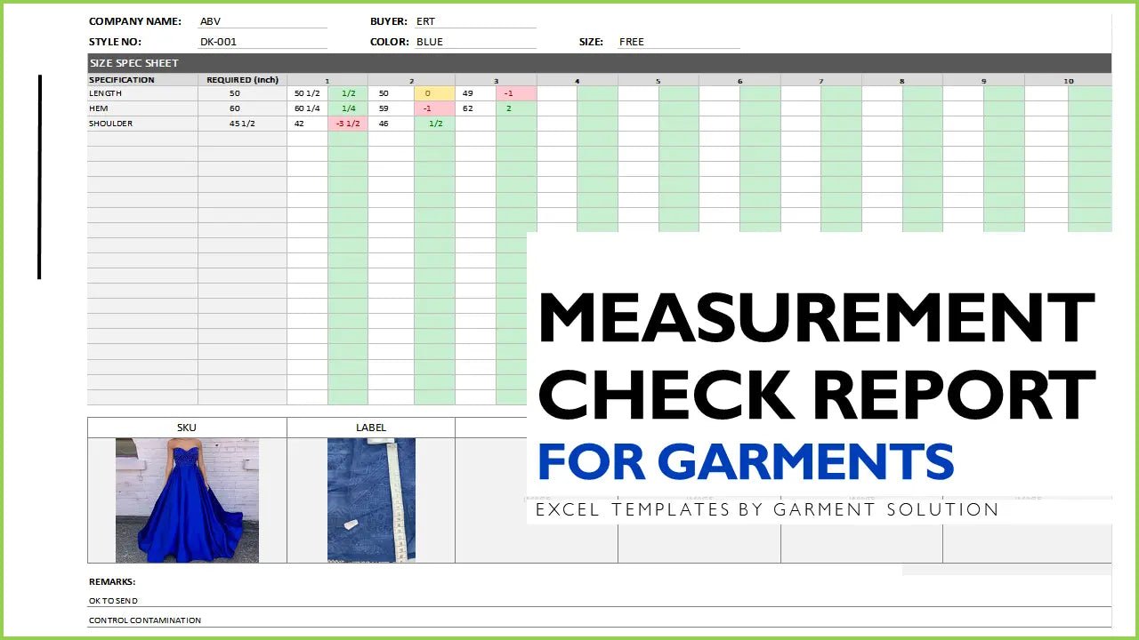 Garment Measurement Check Automated Format Excel Template - 0