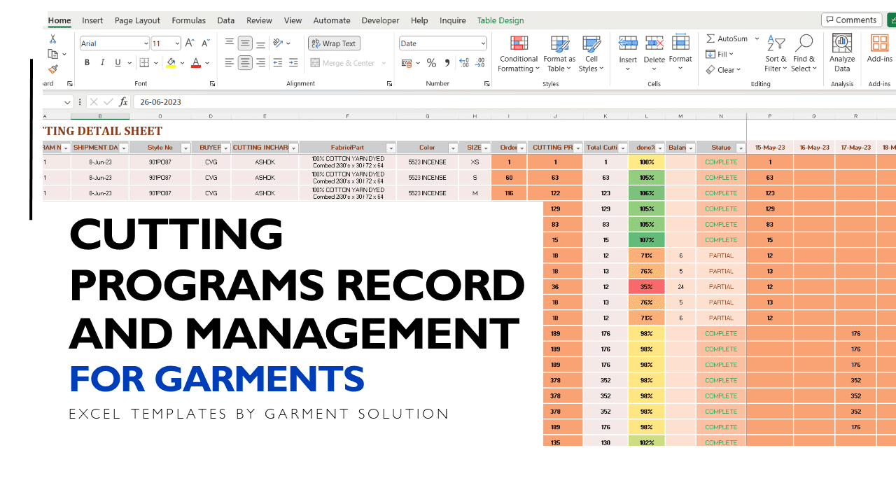 Garment Cutting Program Management Excel Template - 0