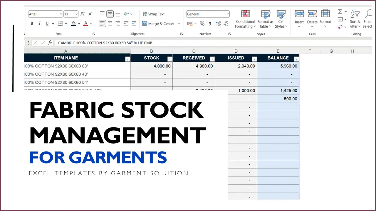 Fabric Movement and Stock Management Excel Template - 0