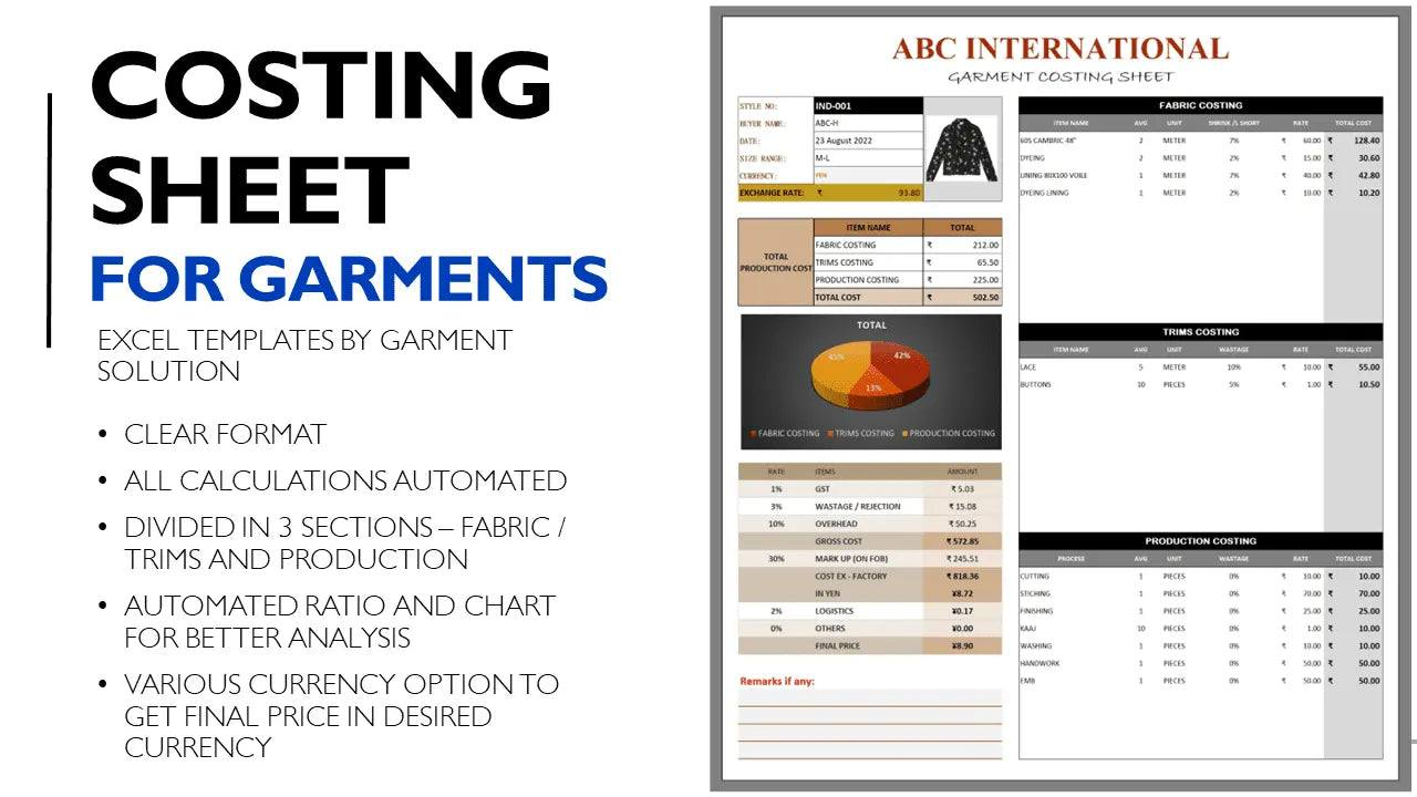 Detailed Garment Cost Analysis Excel Template - 0