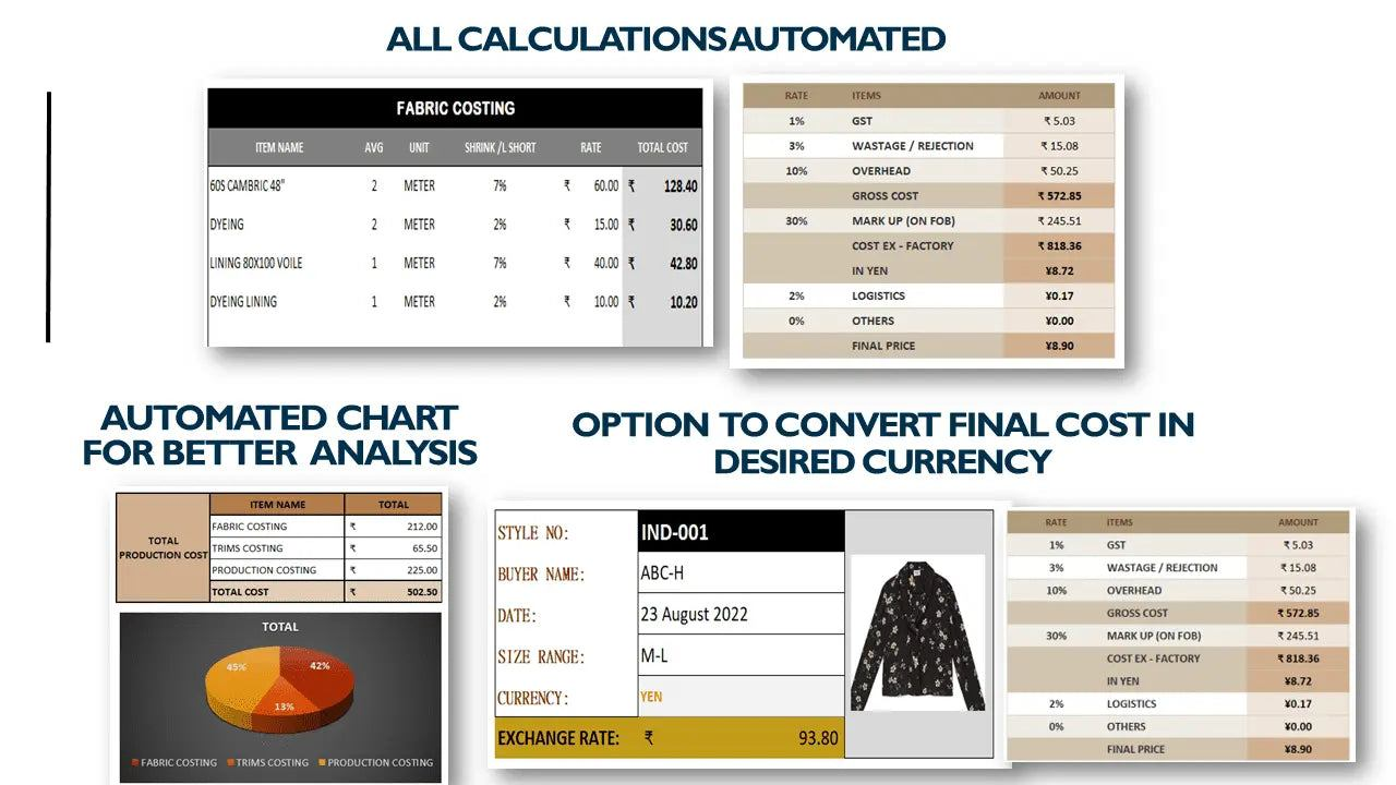 Detailed Garment Cost Analysis Excel Template - 1