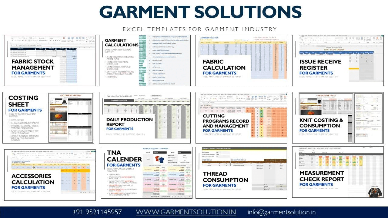 Garment Manufacturing Excel Templates - 0